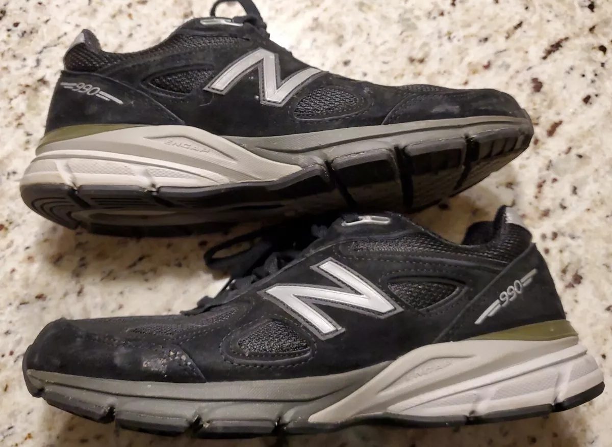 New Balance 990v4 W990BK4 Black Silver Leather Running Shoes Men's