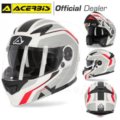 Helmet ACERBIS REDERWEL Red White Modular Openable Tourism Urban Moto Scooter