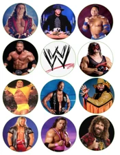 12 90's wrestling themed edible paper, cupcake cookie toppers PRE CUT