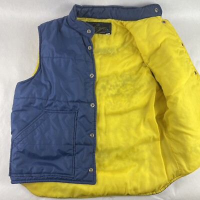 Vintage Montgomery Ward Puffer Vest Medium 39-41 Blue/Yellow Unisex 70s Retro