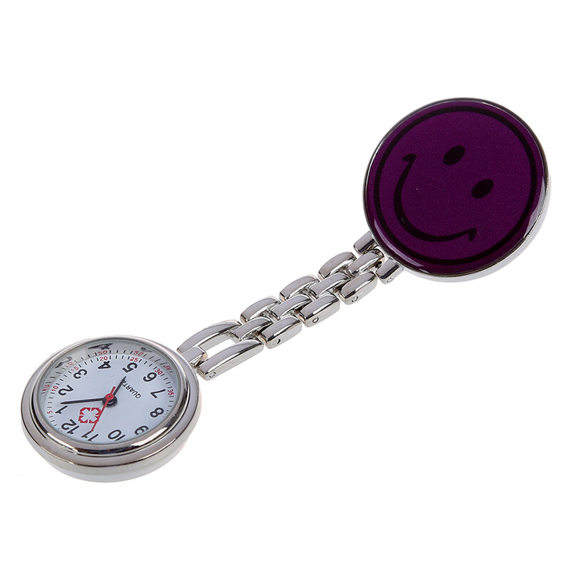 Lot De 2 Montres D'Infirmière Smiley Violet – Cardiofréquencemètre Avec Clip Et Chaîne