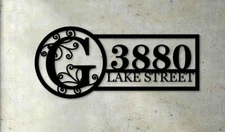 Personalized House Address with Big Last Name Letter Metal Sign outdoor Decor