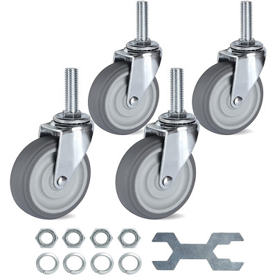 Finnhomy Caster Wheels 3 Inch Set of 4 Heavy Duty Threaded Stem Casters1/2-13X1-