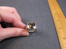 Gorgeous large chunky sterling silver 925 faceted smoky quartz ring size 7