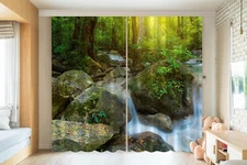 3D Rocky Stream K2238 Window Photo Curtain Printing Fabric Panda 2023