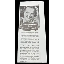 Dr Edwards Laxative Olive Tablets Vintage Print Ad 30s Lose Bad Breath