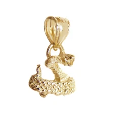 New 14k Yellow Gold Tiny Rattlesnake Snake Charm Pendant