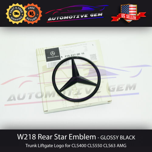 W218 Mercedes GLOSS BLACK Star Emblem Rear Trunk Lid Logo Badge AMG CLS63 CLS550 - Foto 1 di 2