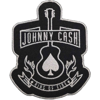 JOHNNY CASH AUFBÜGLER EMBROIDERY PATCH # 5 RING OF FIRE GUITAR FLICKEN 9x7cm
