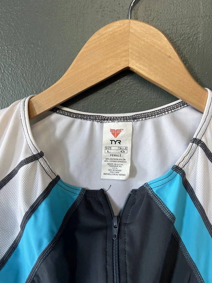 Jersey de ciclismo TYR para mujer negro sin mangas 1/2 cremallera talla grande Foto 3 de 3