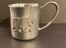 Signed Lunt silver toddler cup with Eric Carle brown bear dated 1987