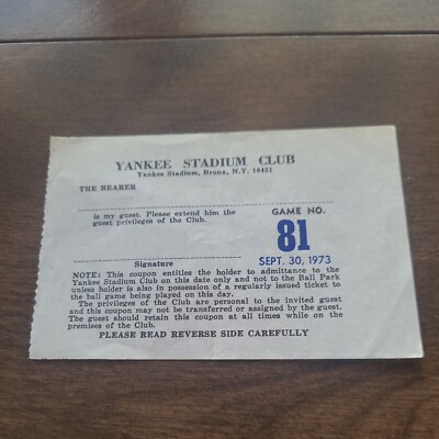 Vintage Sept 30 1973 New York Yankees Ticket Stub. K5 | eBay