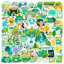 50 PCS Earth Day Go Green Eco Awareness Stickers Decals Hydro Yeti Free Shipping