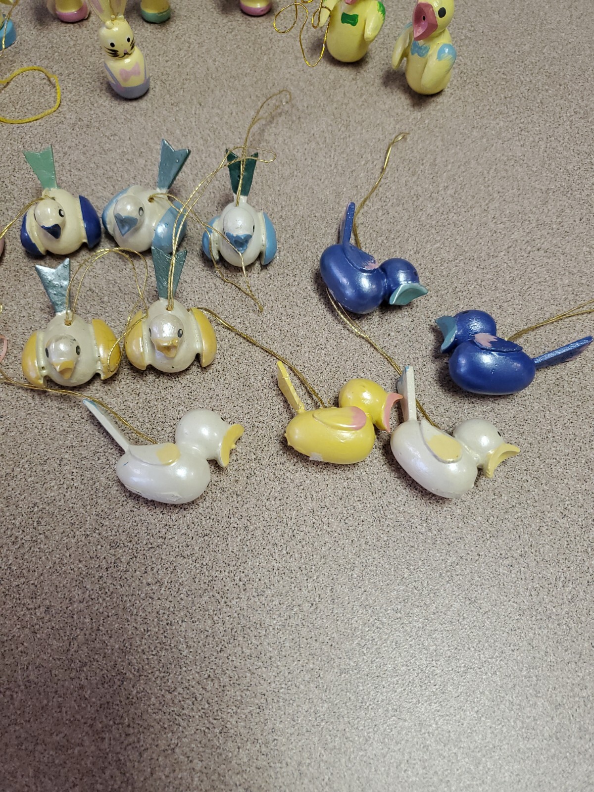 Vintage Lot 24 Hand Painted Wooden MINI Easter Ornaments Nice Variety