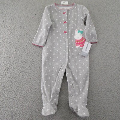 Carters Bunny Animal Print Baby Long Sleeve Footed One Piece Size 9m New