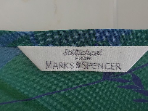 St Michaels M&S Womens Dress Sheer Green Blue Floral Midi Size Uk 12 Vintage - Picture 5 of 8