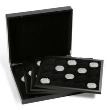 Lighthouse VOLTERRA QUATRO DeLuxe Black Presentation Coin Case 80 38mm Capsules