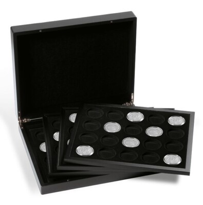 Lighthouse VOLTERRA QUATRO DeLuxe Black Presentation Coin Case 80 38mm Capsules
