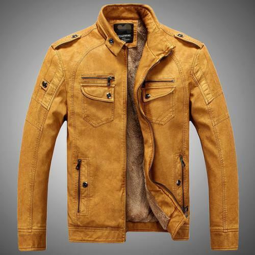 Winter Men's Faux Leather Short Jacket Motorcycle Biker Coat Zip