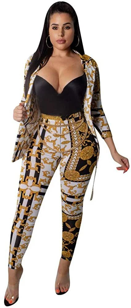 LROSEY Womens 2 Piece Outfits Long Sleeve Bodycon Jumpsuits Skinny