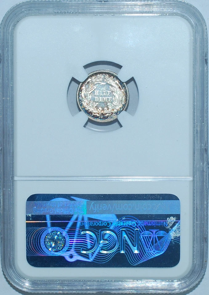 1869 NGC MS63 Liberty Seated Half Dime - Image 2 of 2