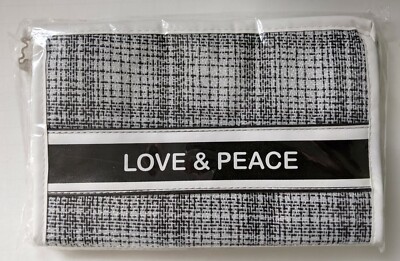 Love and Peace Cosmetic Toiletry Makeup Bag White Black Travel Briefcase