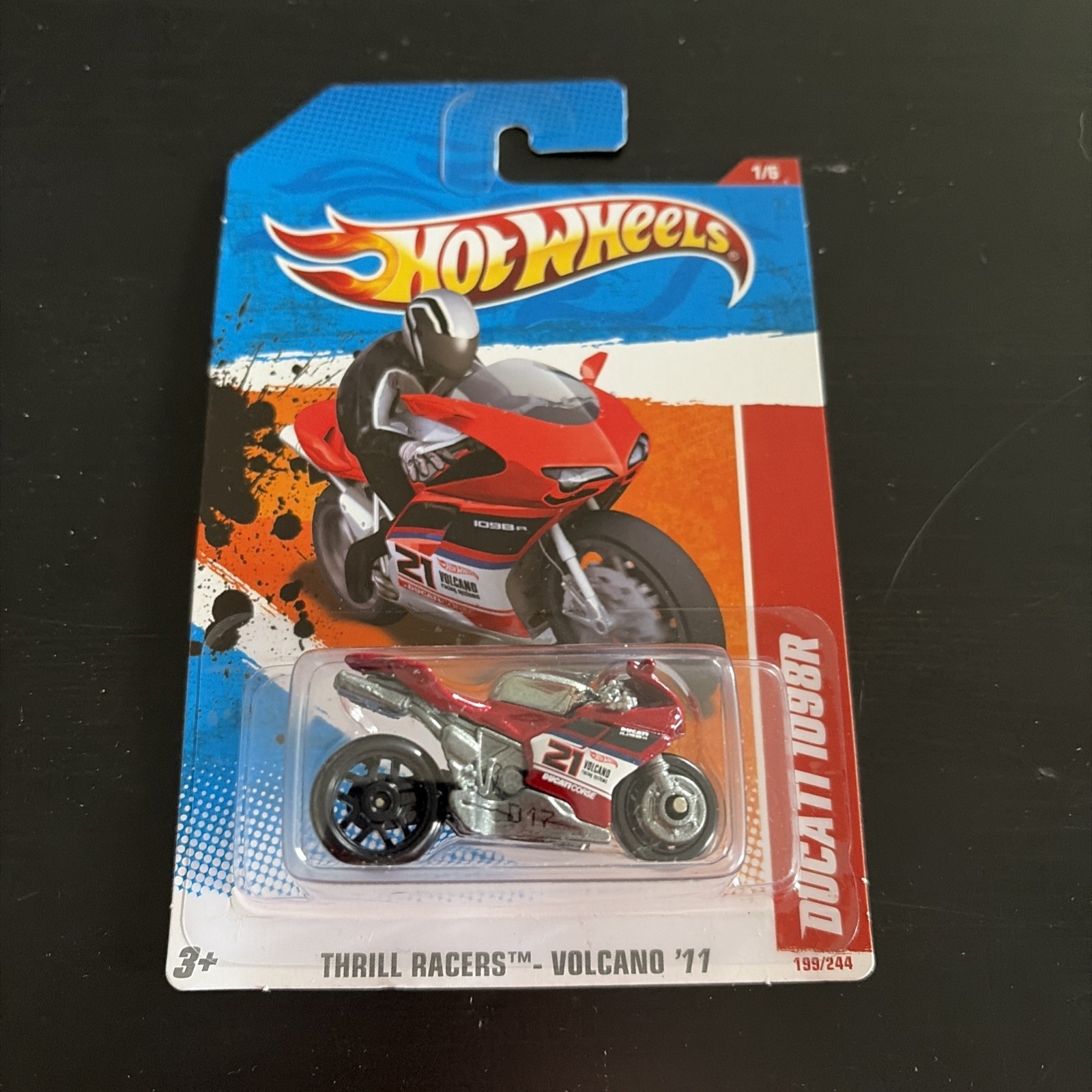 Hot Wheels 2011 Thrill Racers Volcano Burgundy Red Ducati 1098R Motorcycle Bike