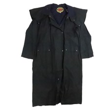 Vintage Australian Outback Waxed Duster Trench Coat Jacket Large Cotton Oilskin