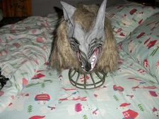 Ferocious Fangs Werewolf Adult Mens Mask Head Halloween Accessory Gray Wolf