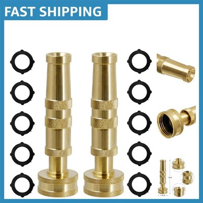 Heavy Duty Brass Hose Nozzles - 2 Pack with Rubber Washers Included