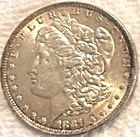 1881 O Morgan Lots of luster on this AU coin very nice & bright free ship Sigma+