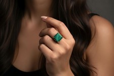 Gold Malachite Ring Anemone 14k Gold Princess Cut Square Cut Jewelry