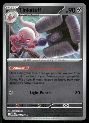 Tinkatuff 097/132 Mega Evolution Pokemon Reverse Holo Near Mint