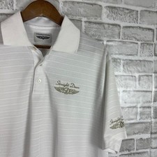 Straight Down Golf Pure White Textured Big Embroidered Logo Polo Mens MEDIUM
