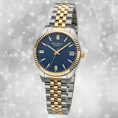 Regent Damenuhr Edelstahl-Armbanduhr Analog Metallarmband silber gold URBA875