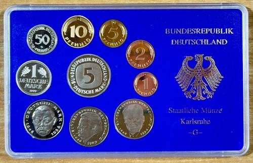 1999 Bundesrepublik Deustchland Germany Proof Coin Set G Karlsruhe Mint ๐๐ช - Picture 2 of 5