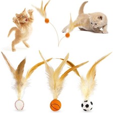 AVYDIIF Cat Feather Bouncy Ball Toys, 3 PCS Bulk with Set 1