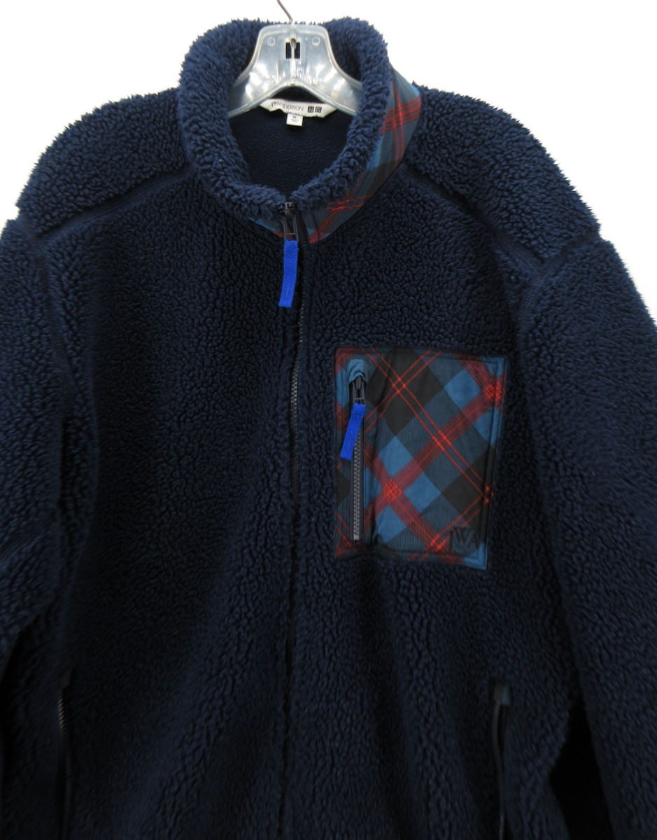 Uniqlo JW Anderson Jacket Men XL Blue Teddy Deep Pile Sherpa