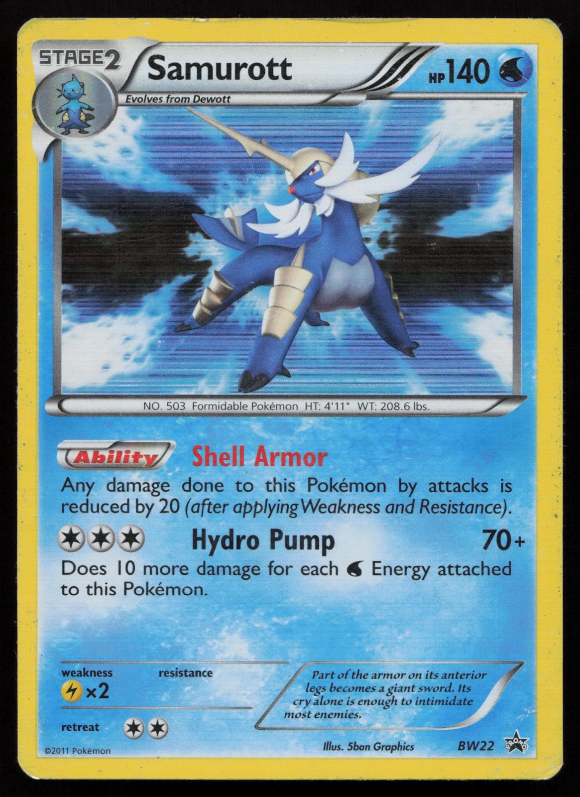 Samurott - BW22 BW22 Holo Promo Black And White Promo Pokemon HP