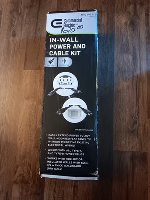 Commercial Electric In-Wall Power and Cable Kit Conceal/Hide Wire White DIPWRW-K