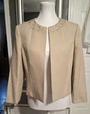 Kasper Woman Stunning Open Front Studded Jacket Lined Sz 8 EUC