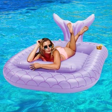 Pool Lounger Float for Adult, Inflatable Pool Floats Bed Cooling Contour Lounger