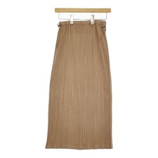 PLEATS PLEASE ISSEY MIYAKE Beige Pleated Drawstring Maxi Skirt Size 3 Women