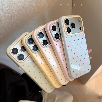 Für iPhone 17 16 15 14 Pro Max Hülle Macaron Polka Dot Pastell Farbe Stoßfest