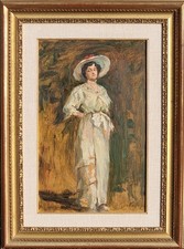   Giovanni Guarlotti ( Galliate NO 1869 -  Torino  1954 ) Figura femminile, olio