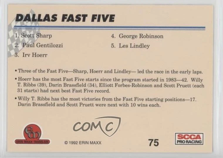 1992 Erin Maxx Trans-Am SCCA Pro Racing Dallas Fast Five #75 - Image 2 of 2