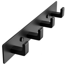Black Metal Wall Mount Coat Rack 4 Hooks Entryway Hat Bag Clothes Hanger