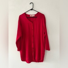 Vintage Victoria  s Secret gold label red silk sleep shirt nightgown top small