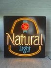 Vintage Natural Light Beer Plastic Square Lighted Embossed Sign 18”x18”