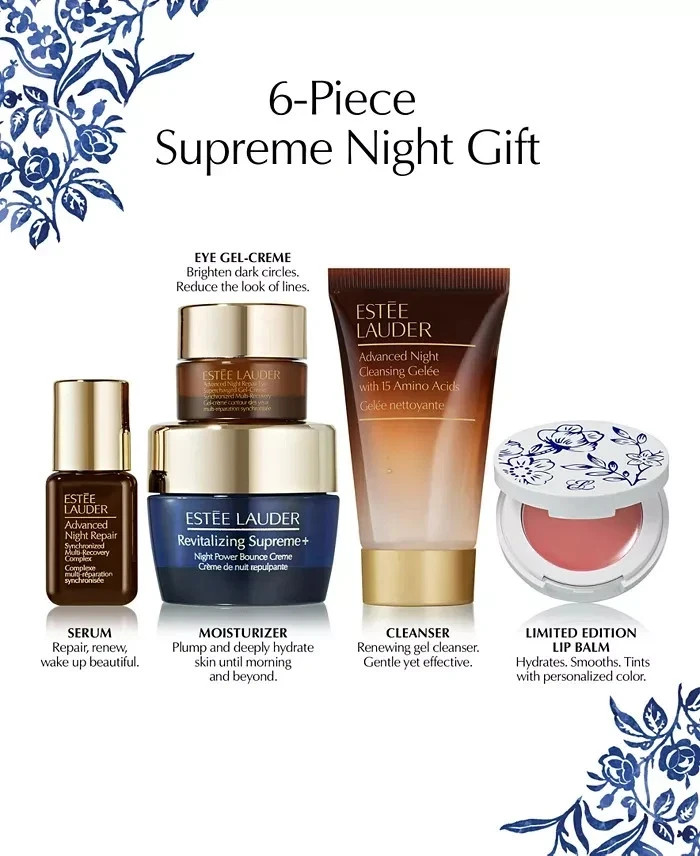 Estee Lauder 6 Pc Gift Set Revitalizing Supreme NIGHT Creme Serum
